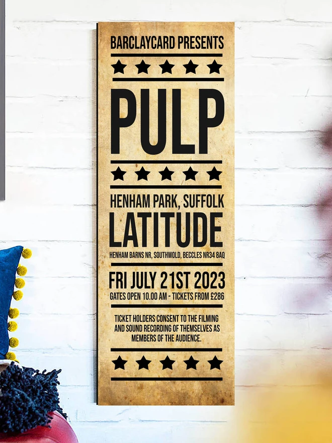 personalised concert sign poster