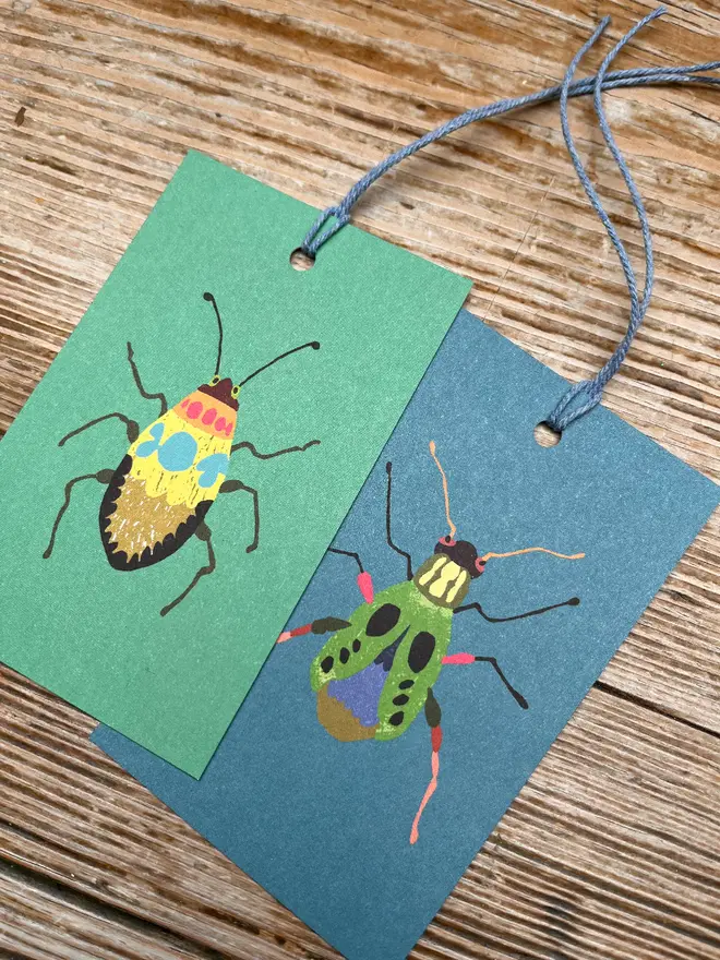 illustrated bugs gift tags