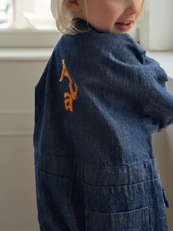 toddler baby birthday christmas gift personalised denim boilersuit playsuit all-in-one 