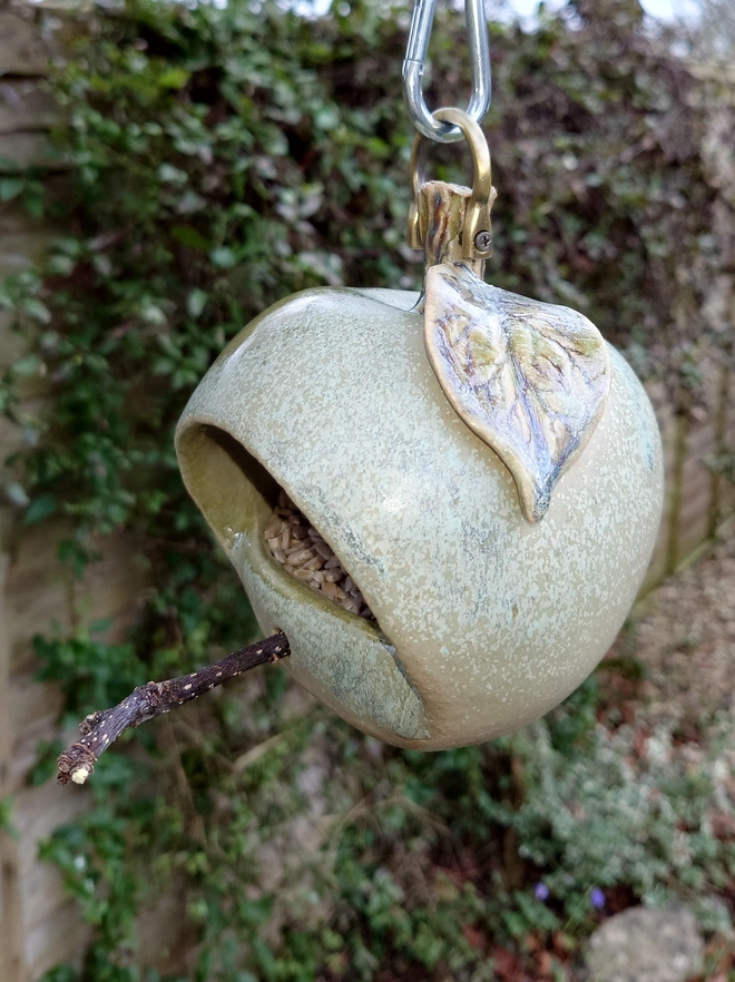 Ceramic Garden Apple Bird Feeder