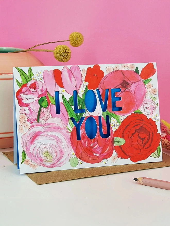 I love you paper cut card