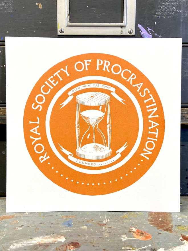 royal society of procrastination club screenprint