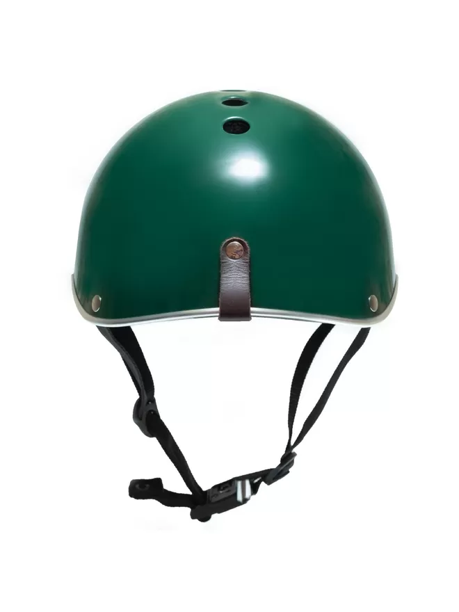 Dashel Carbon Fibre Glass Bike Helmet in green seen from the back.