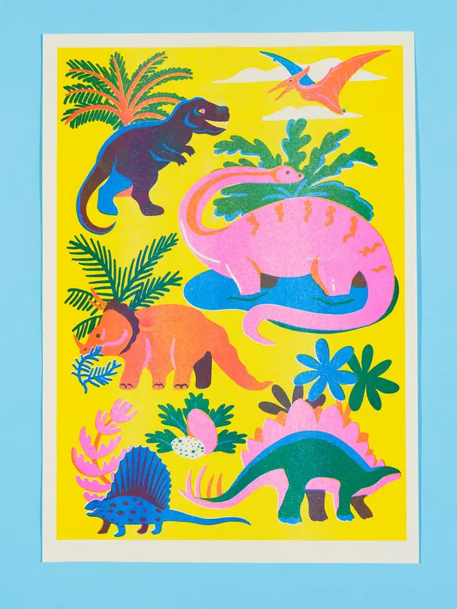 Dinosaur Risograph Print