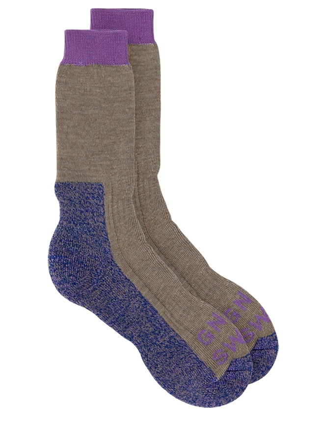 Luxury merino wool walking socks lilac