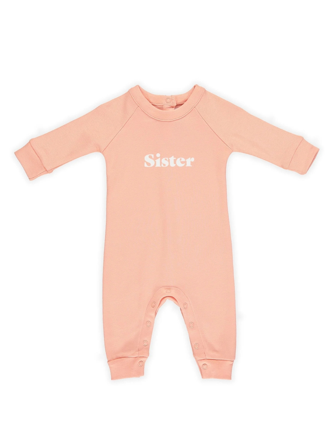 pink sister baby onesie