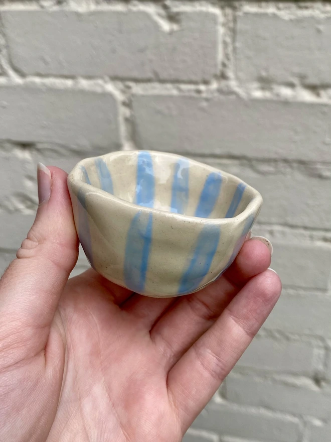 blue stripe trinket bowl