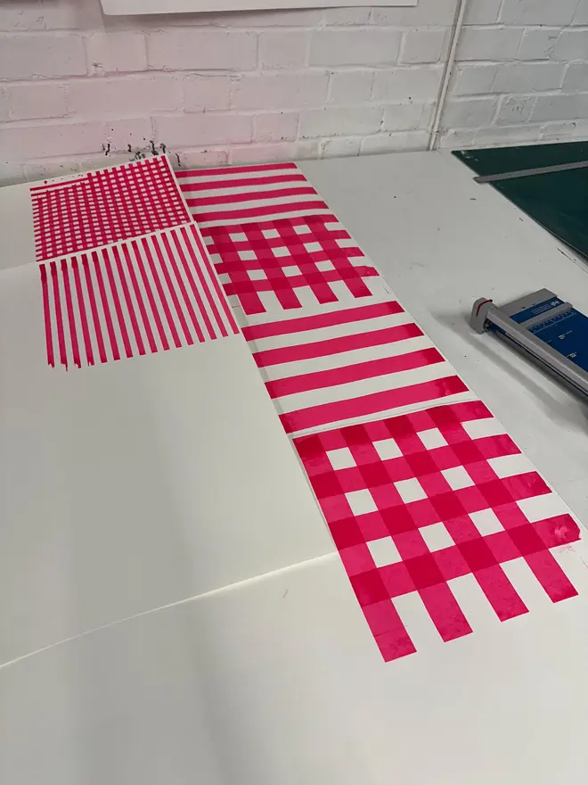 A5 Hand Screen Printed Pink Thick Or Thin Striped Frame