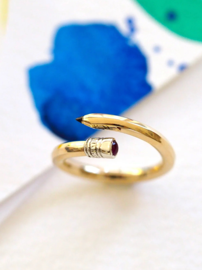Pencil Ring. A pencil ring in ruby.