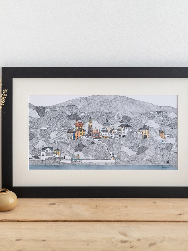 Portmeirion hand crafted print in a black frame - 20x12"