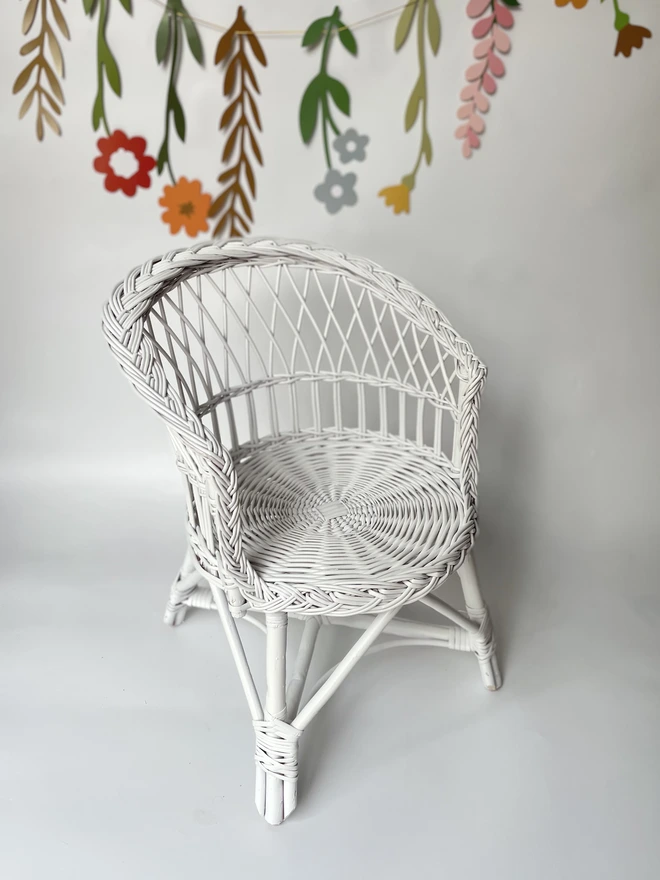 Kids Wicker Chair-White