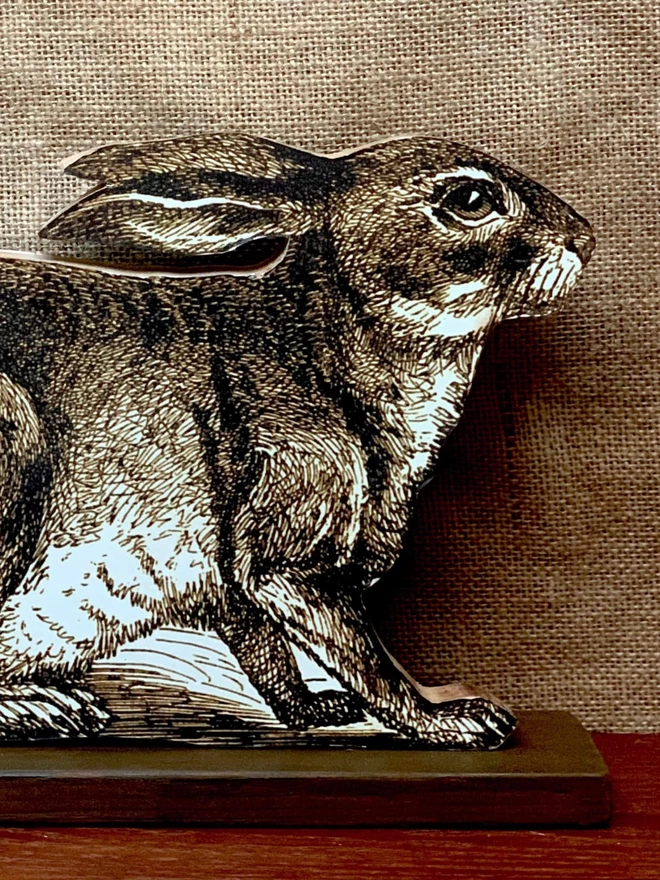 Freestanding cut out hare.