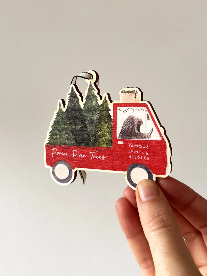 Porcupine Tree Christmas decoration in hand