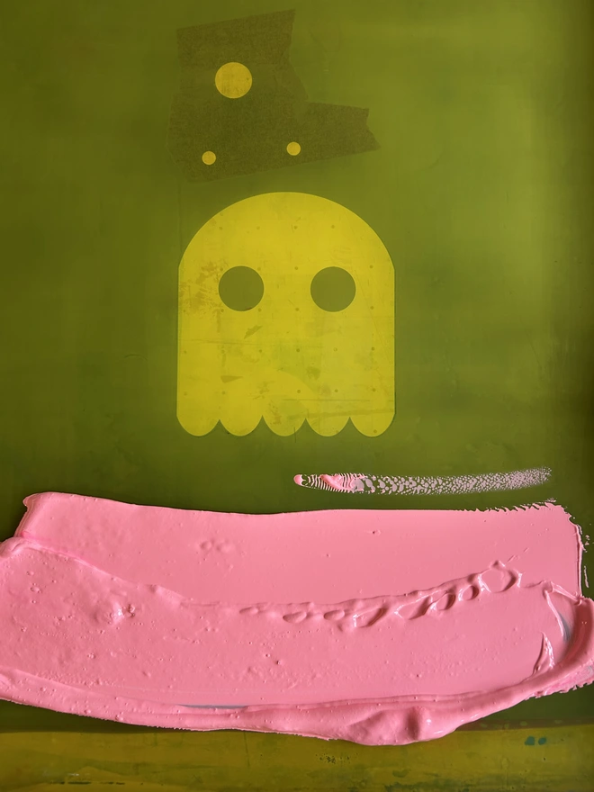 Hannah Carvell Screen Print, Ghost Work in Progress