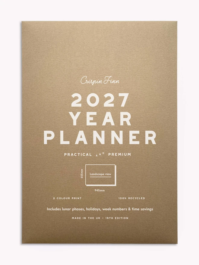Screenprinted brown kraft packaging for 2027 year planner