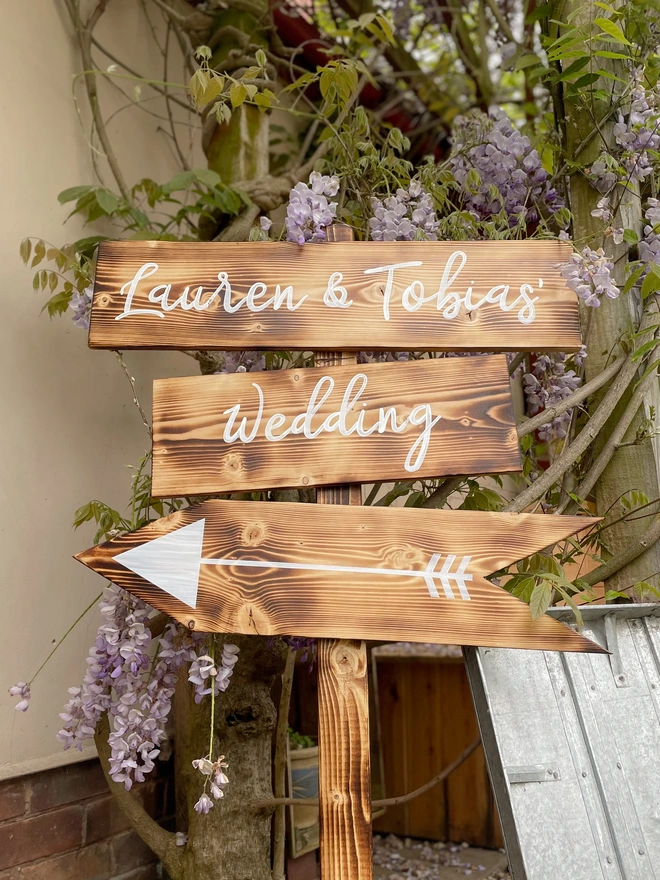 personalised wedding direction sign