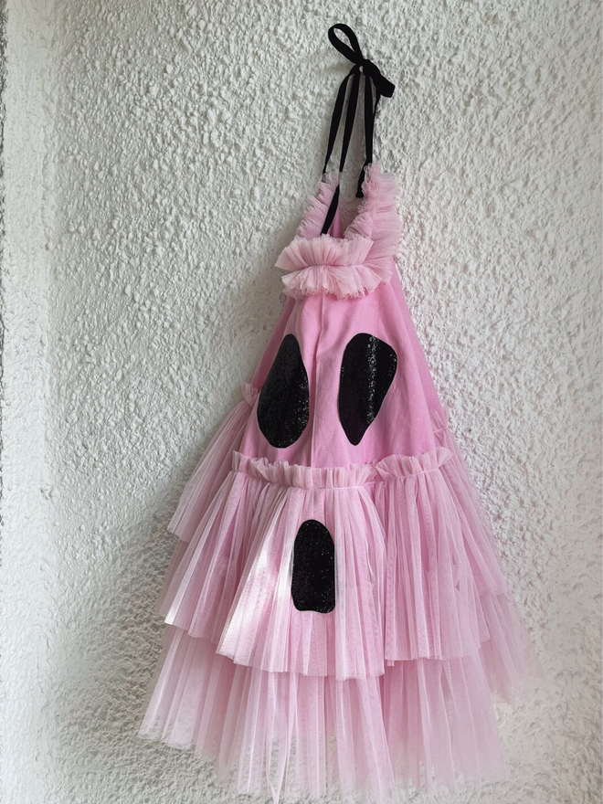 Kids Pink Ghost Tie Back Halloween Cape