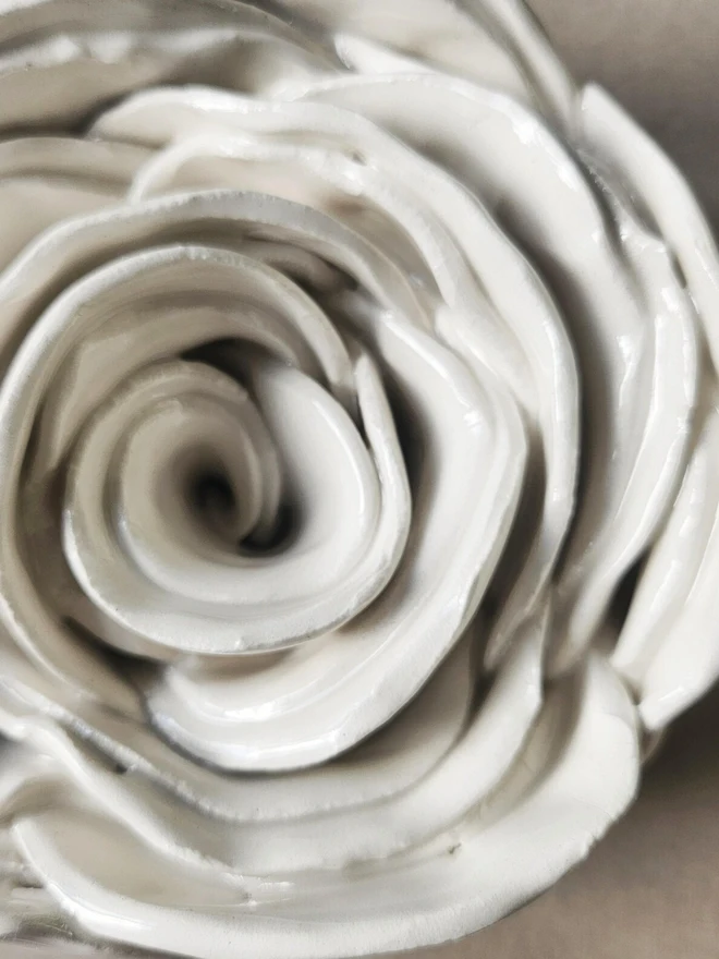 white ceramic rose flower for wall pottery art gift ideas anniversary wedding 