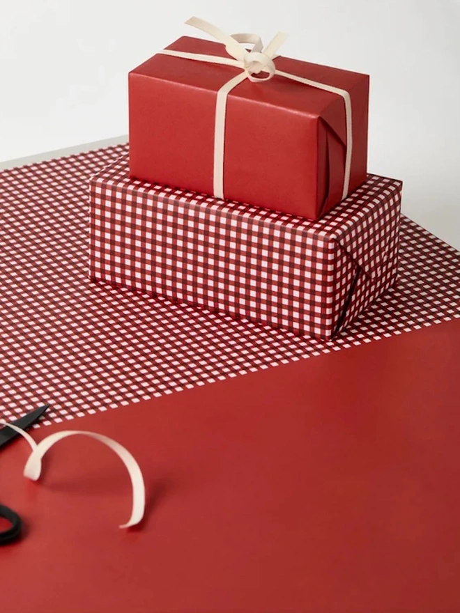 Red Gingham Gift Wrapping Paper