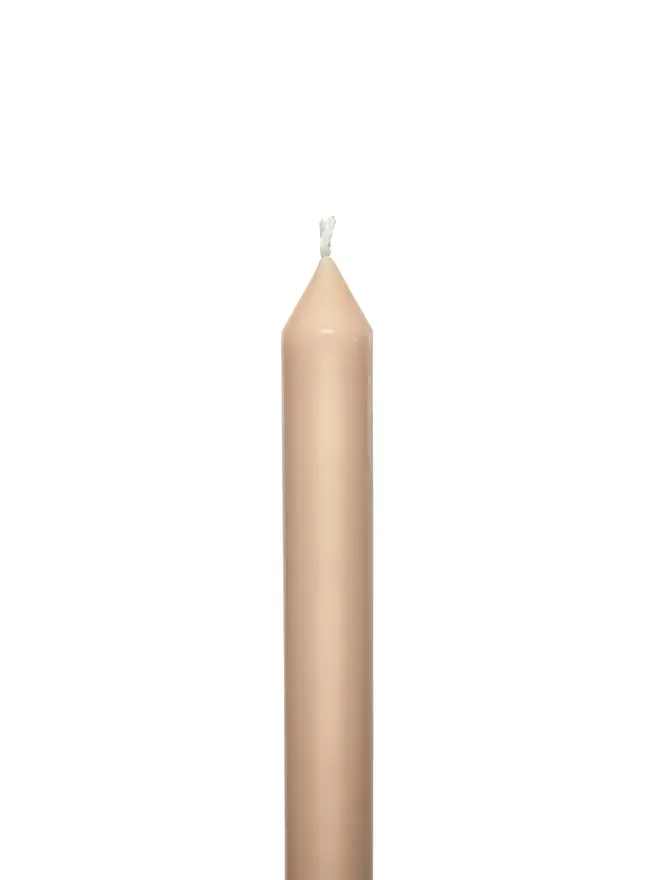 shell pink taper candle pair