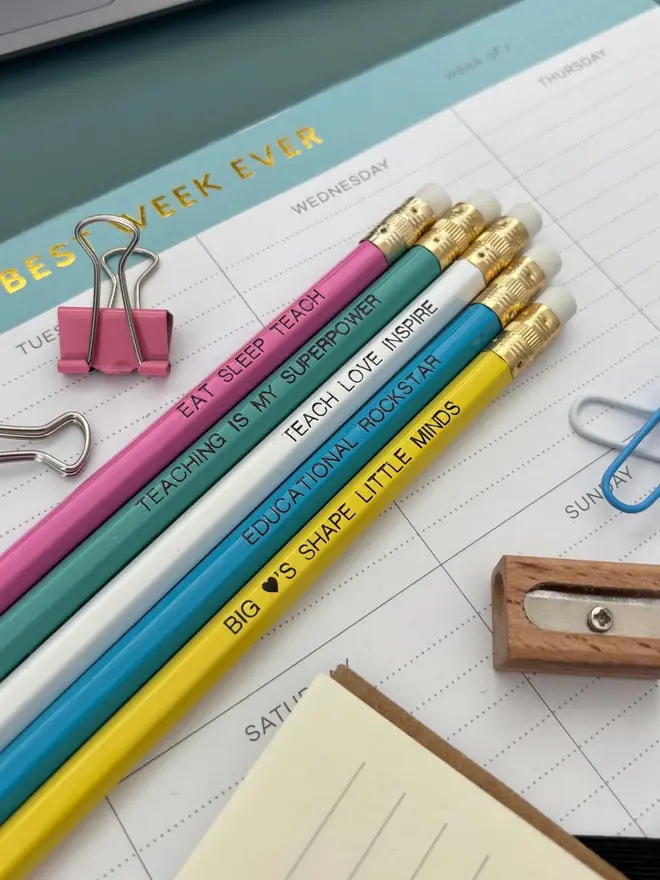 Motivational Teacher Pencil Gift (Set Of 5)
