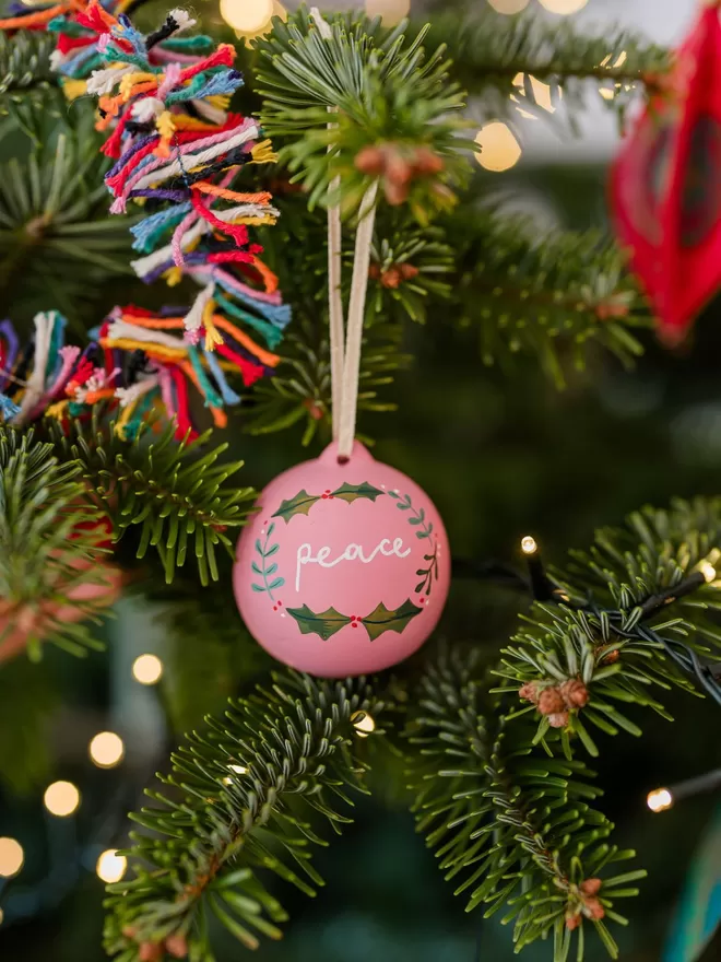 Personalised peace Christmas ornament