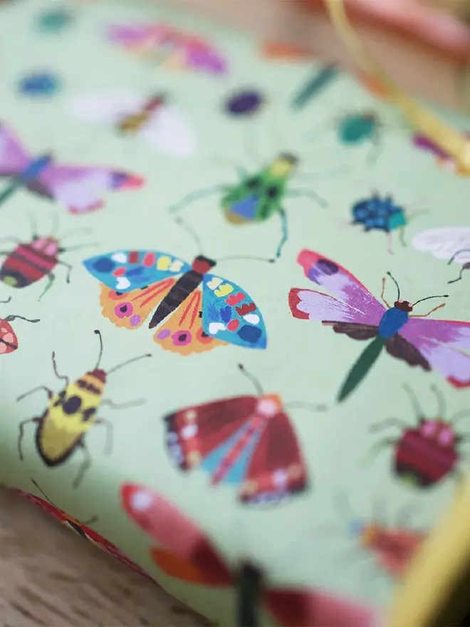 insect illustrated print gift wrap