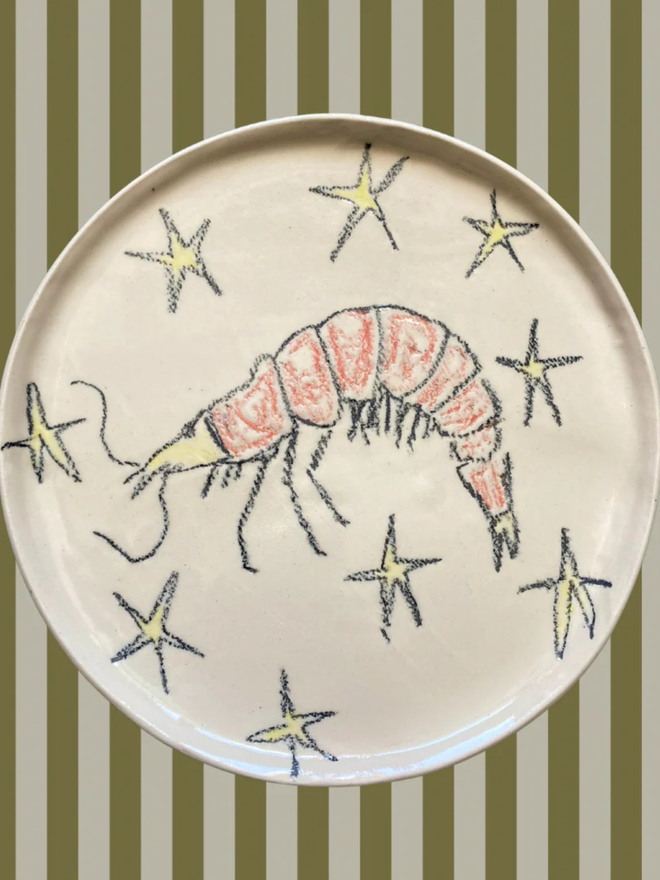 shrimp stars ceramic plate