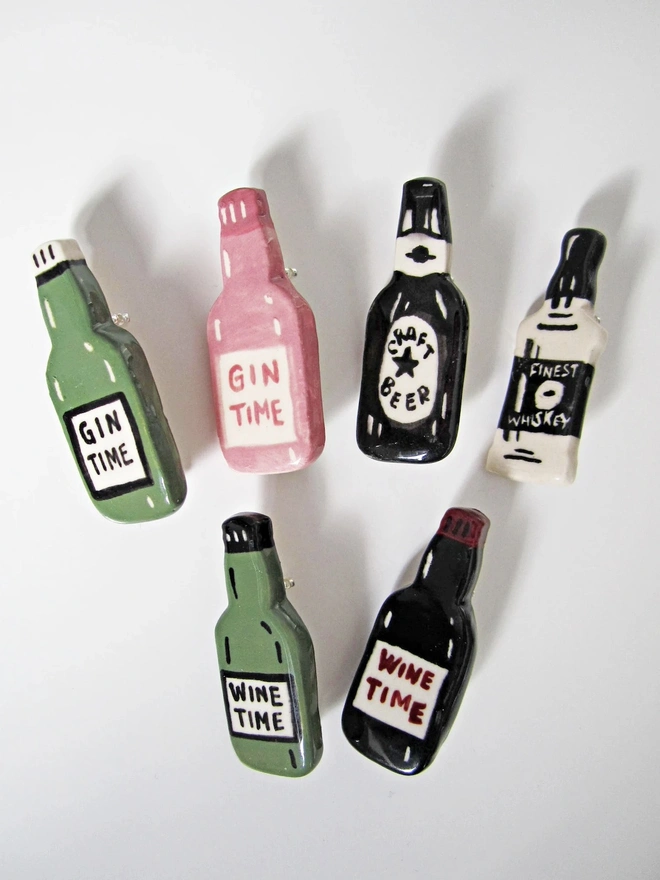 Boozy Ceramic Miniature Bottle Badges