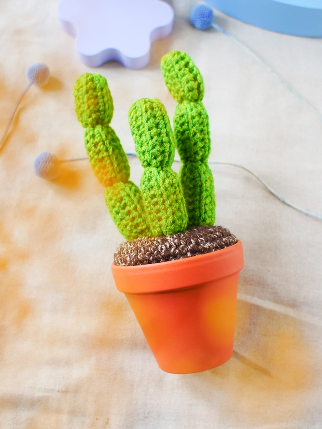 crochet cactus in terracotta pot