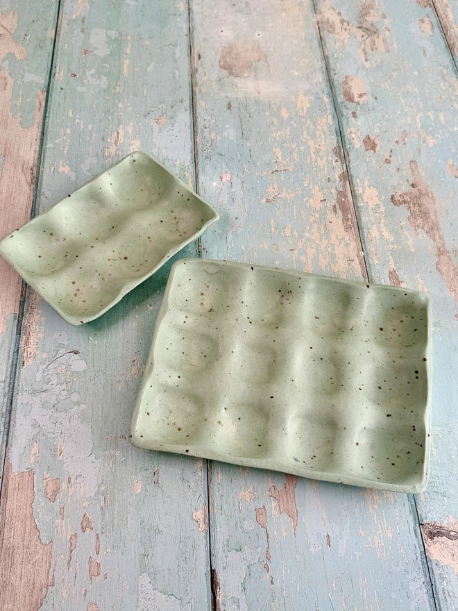 Ceramic Green speckled Egg Tray