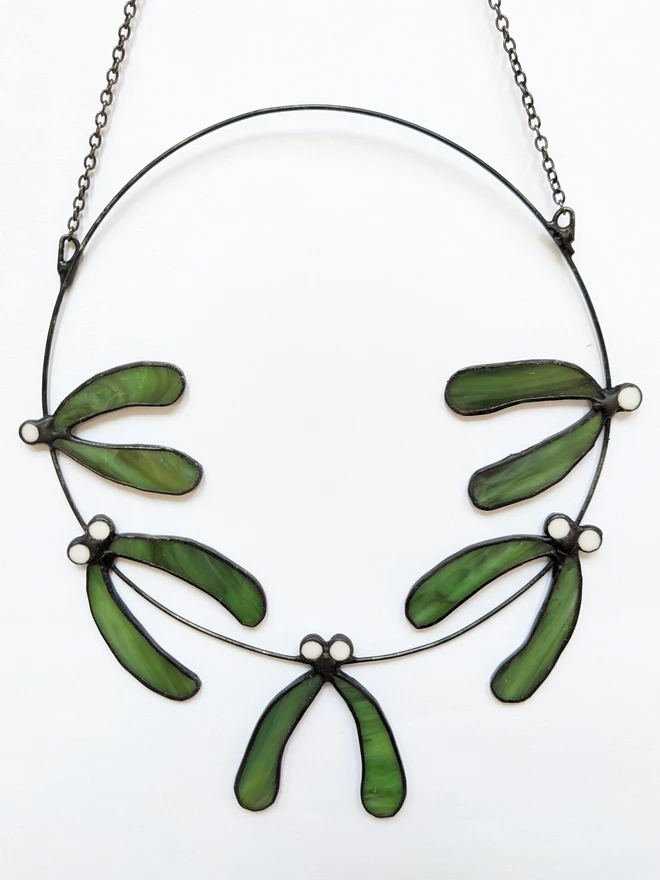 Stained Glass Mistletoe Wreath