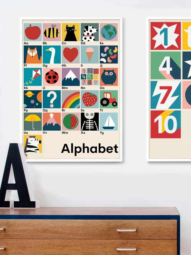 illustrated alphabet wall print