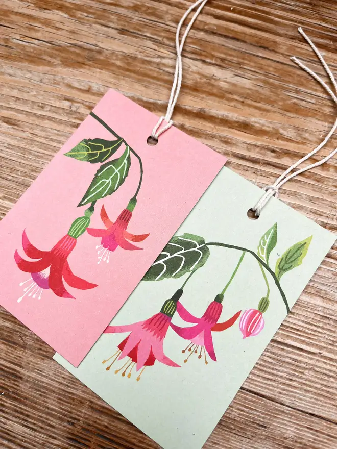 illustrated fuchsia gift tags