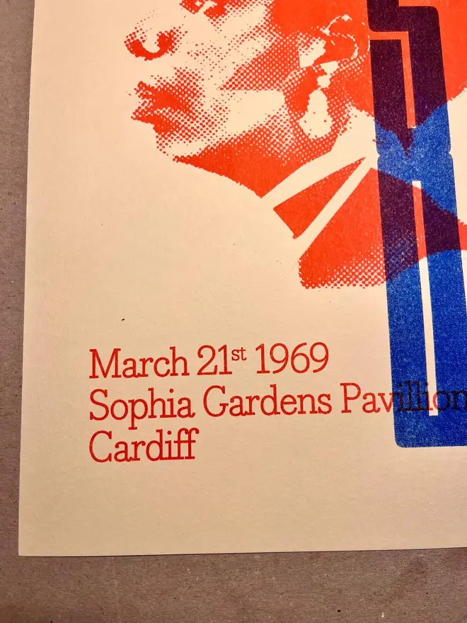 'Nina Simone' Handmade Risograph Gig Poster, close up. 