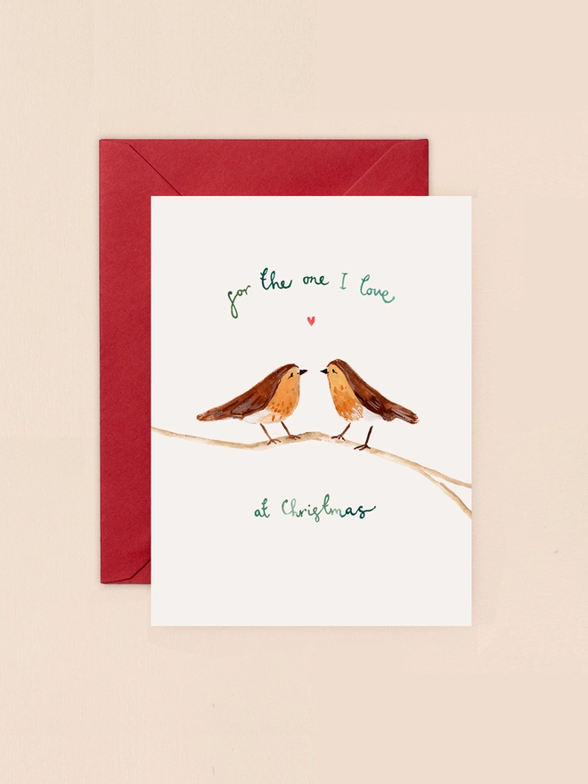 Robins For The One I Love Mini Christmas Card