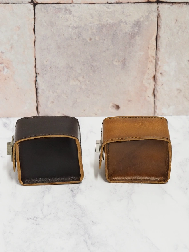 Box corner style handmade leather watch cases