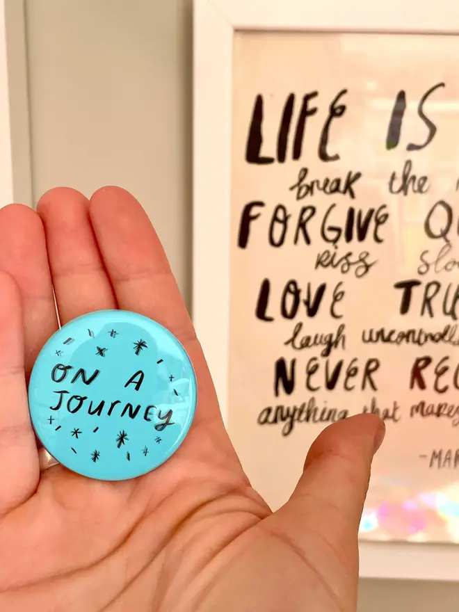 On a journey badge