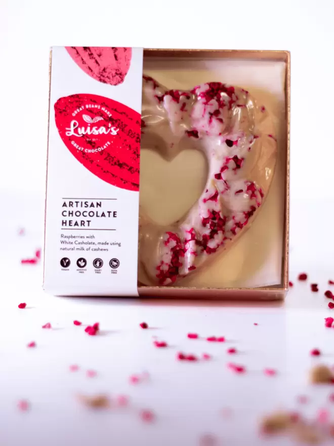 White raspberry chocolate heart for Valentine's