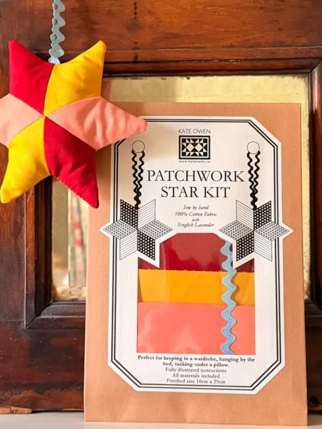 Lavender Patchwork Star Kit, close up. 