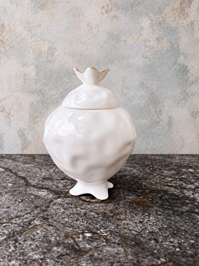 White Porcelain Sugar Bowl 
