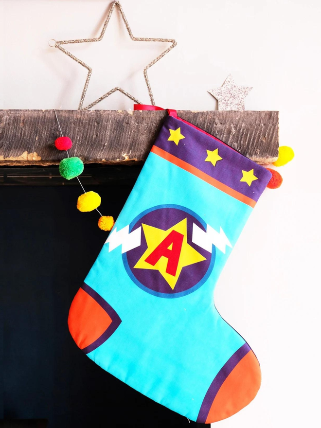 personalised superhero christmas stocking