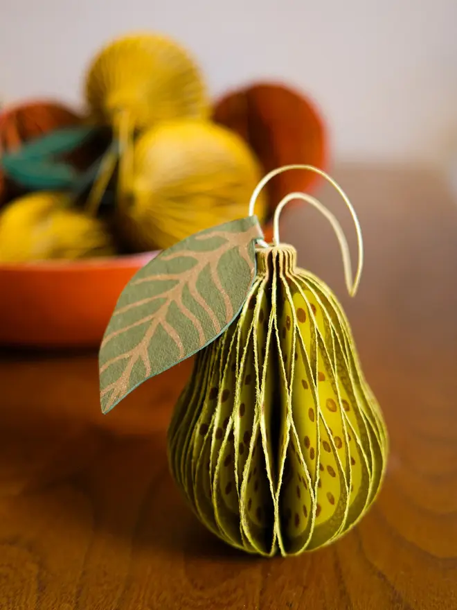 Pear Honeycomb Ornament (Set Of 6)
