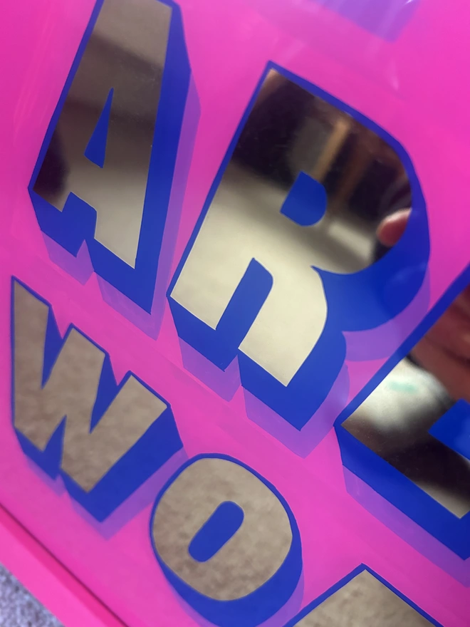 painted by amy gilded pink sign you are my world