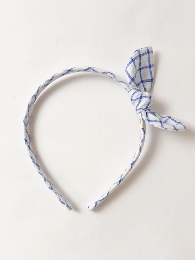 Blue Check Alice Band For Girls New in