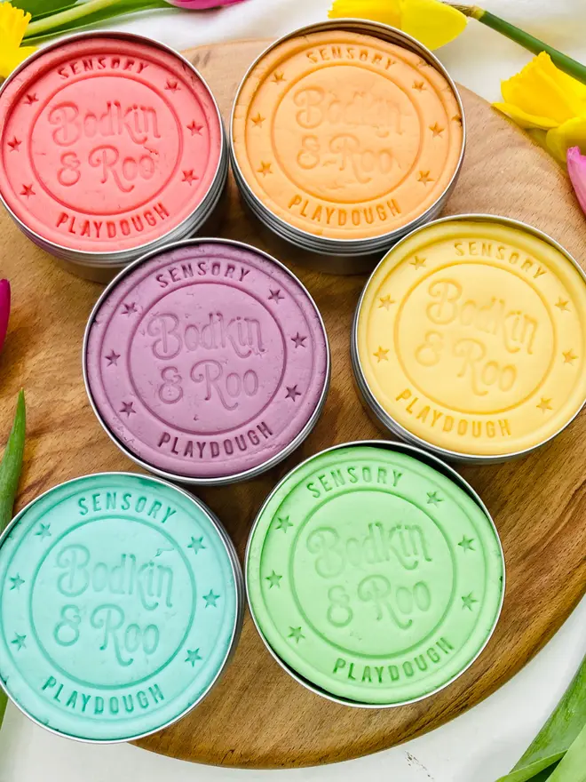 pastel rainbow play dough