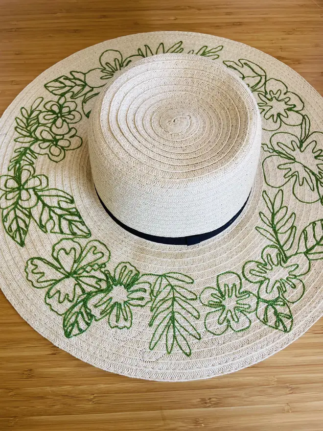 Embroidered Floral Sun Hat