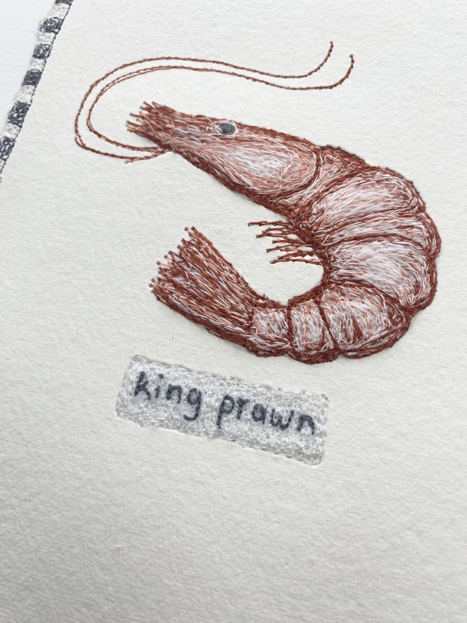 King Prawn Embroidered Picture