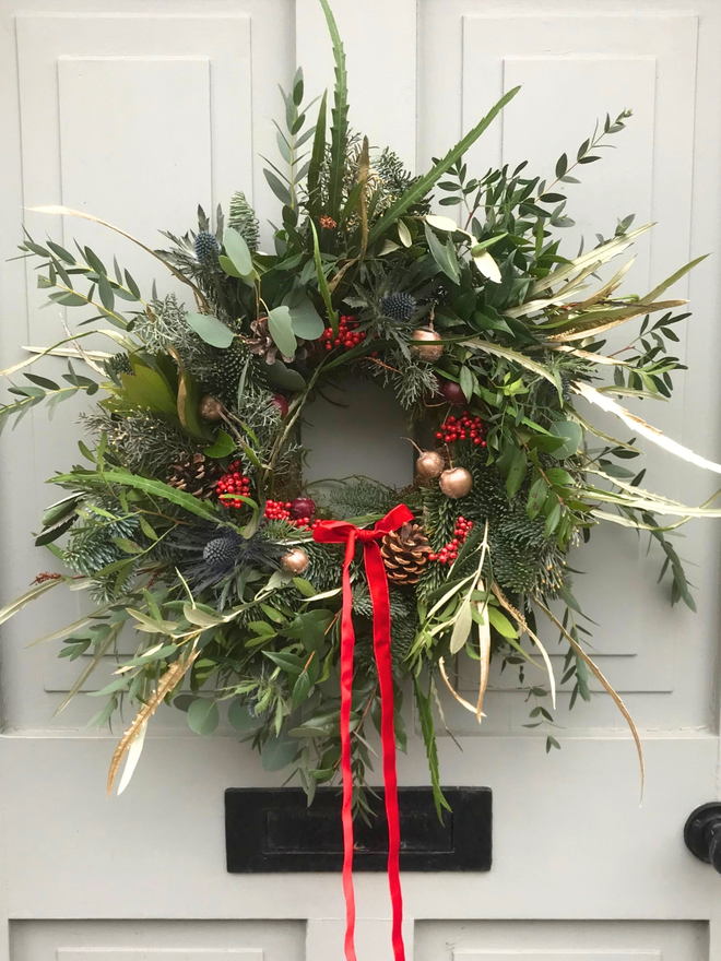 Fresh Christmas Wreath Red Green and Gold