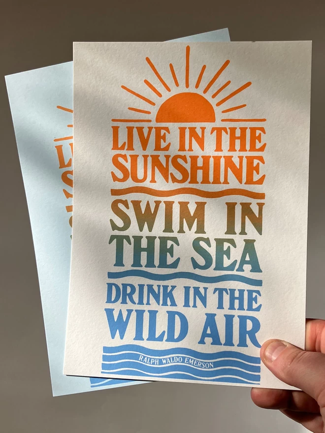 Live In The Sunshine, Swim In The Sea, Drink In The Wild Air Screen Print